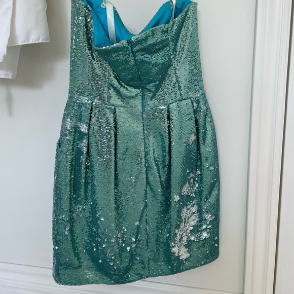 Blue Sequin Strapless Mini Dress - Picture 2 of 3